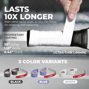 TOURNA Mega Tac Pickleball Overgrip (10 Pack, Black)