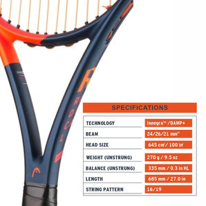 Head IG Radical Xceed Tennis Racquet (Orange/Blue, Strung)