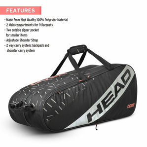 Head Team Racquet Bag L (Black/Ceramic)