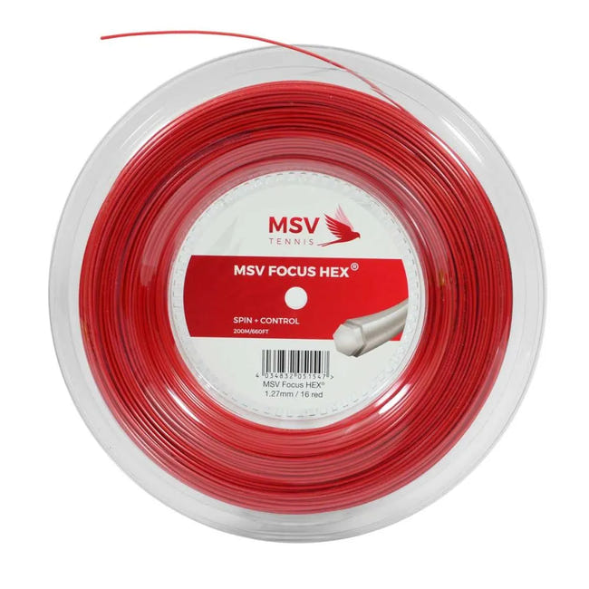 Corde De Raquette De Tennis MSV Focus-Hex - Longueur 200 M, Diamètre 1,23 Mm, Couleur Blanc - 1