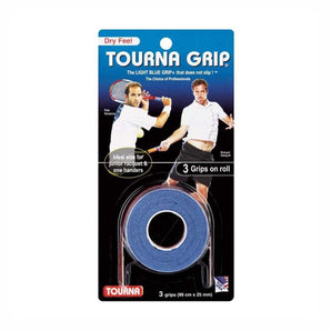 Tourna Dry Feel Overgrip (3 Grips on Roll, Blue)